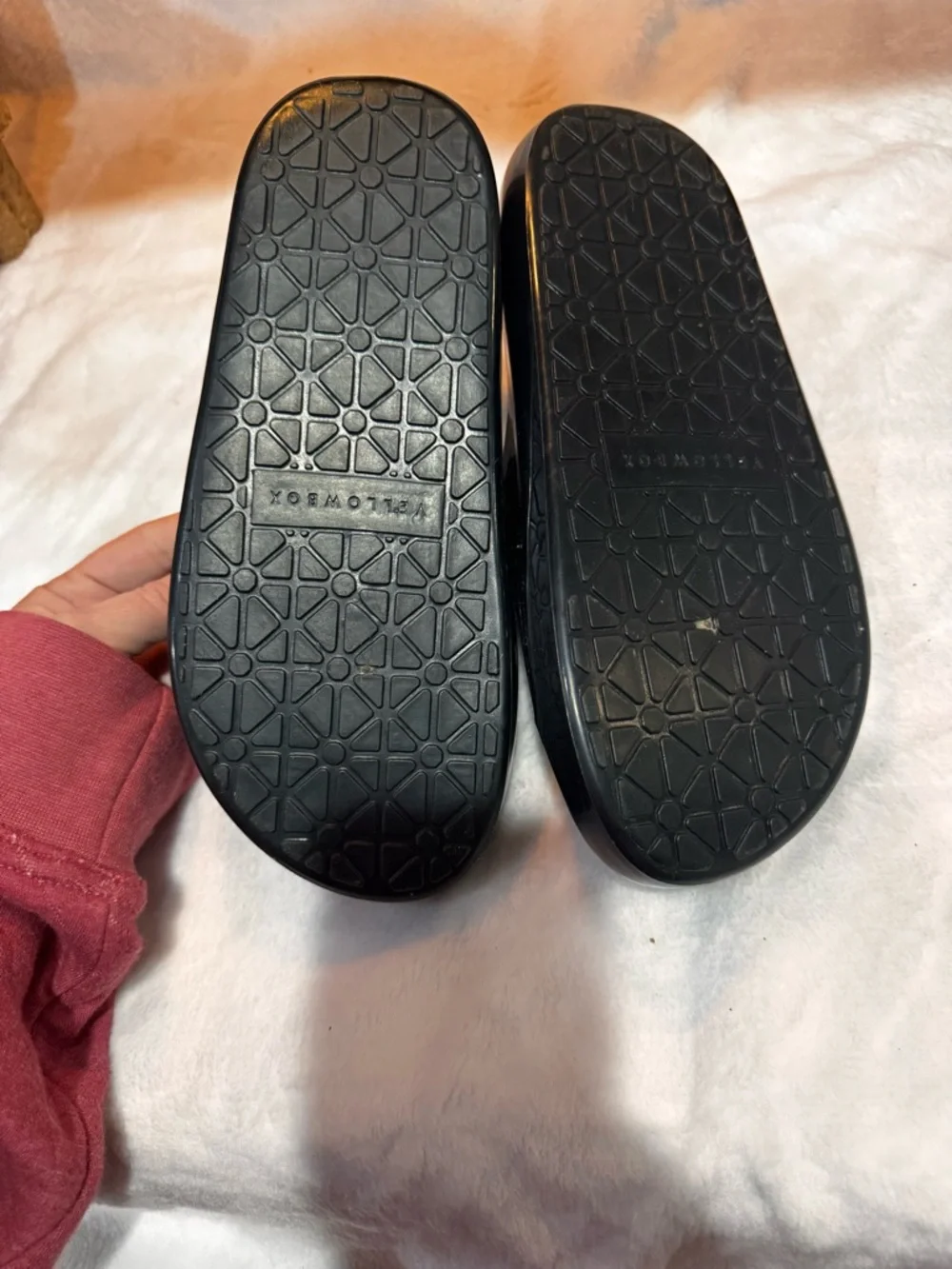 Yellow Box Black Slide Sandals - Picture 4 of 4